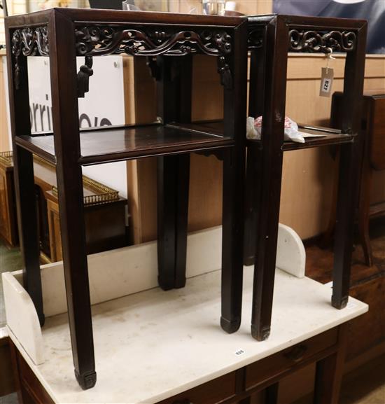 Two Chinese hardwood tables W.45cm and 41cm